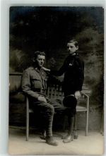 Vater mit Sohn Kinder in Uniform Privatfoto AK