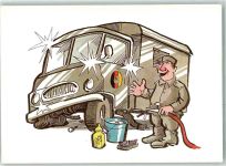 sign.Peter Muzeniek LKW Militärhandelsorganisation Militär Karikatur Künstlerkarte