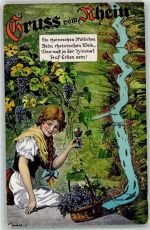Rheinisches Mädchen Wein Trauben Weinstrasse Spruch Wein Künstlerkarte