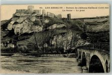 27700 Les Andelys 1914 Gebrauchsspuren Ruines du Chateau Gaillard la Seine le Pont