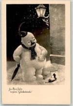 Neujahr Schneemann Foto AK