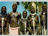 Mombasa Suks zeigen ihren Perlenschmuck Schwarzafrikan. Erotik Foto AK