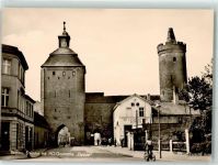 16321 O1280 Bernau b Berlin Foto AK Steintor mit HO-Gasthaus Elysium Fahrrad Schutzmann