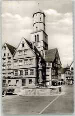 88400 W7950 Biberach an der Riß Foto AK Marktbrunnen mit Stadtpfarrkirche St. Martin