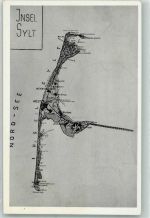 25980 W2280 Morsum , Sylt - Karte der Insel Sylt mit Hindenburgdamm