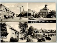 19258 O2830 Boizenburg Foto AK Platz des Friedens Rathaus Kulturhaus Kurt Bürger Hafen