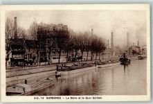 92150 Suresnes - la Seine et le Quai Gallieni Binnenschiff Dampfer