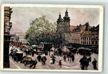 1030 Wien 3. Bezirk, Landstraße 1912 Künstlerkarte Hauptstraße mit Kirche Wiener Künstler Postkarte Serie 794/9