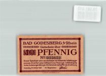 53111 W5300 Bad Godesberg Notgeldschein Notgeld 10 Pfennig