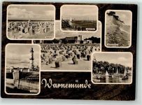 18055 O2540 Warnemünde - Hafenausfahrt Leuchtturm Segelboot