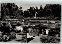 66482 W6660 Zweibrücken , Pfalz Foto AK Rosengarten mit Teich und Flora-Skulptur
