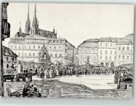 Brno Brünn Künstlerkarte Marktplatz Krautmarkt sign. H. Dietze