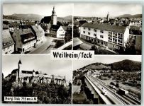 73235 W7315 Weilheim an der Teck Foto AK Peterskirche Burg Teck Autobahn A8