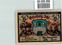 Grünberg Zielona Góra 1921 Notgeldschein Notgeld 50 Pfennig Kath. Kirche
