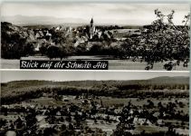 72070 W7400 Hagelloch Foto AK mit Ev. Kirche und Schwäbischer Alb