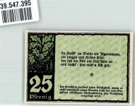 38877 O3702 Benneckenstein 1921 Notgeldschein 25 Pfennig