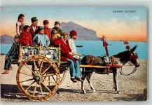 98039 Taormina 1931 Gebrauchsspuren Eselkarren Tracht Ort lt. Stempel