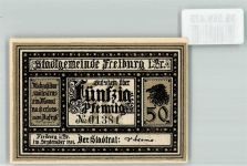 79098 W7800 Freiburg im Breisgau 1921 Notgeldschein 50 Pfennig Stadtwappen