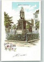 53111 W5300 Bonn Gebrauchsspuren Lithographie Beethoven Denkmal
