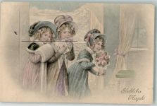 Neujahr Gratulanten Biedermeier Muff Kinder Verlag TSN 2834-2 Kränzle, J. 1912