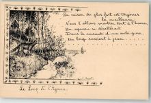 Der Wolf und das LAmm sign. Mainet A. Spruch Märchen Künstlerkarte