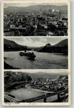 Usti nad Labem Aussig 1934 Gebrauchsspuren Dampfschiff Schreckenstein Elbbrücke Kirche Foto AK