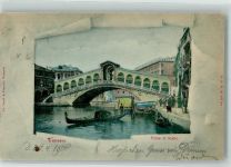 30100 Venezia 1900 Lithographie Rialtobrücke Gondel