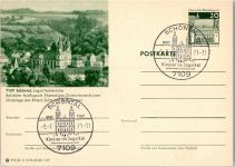 74214 W7109 Schöntal , Jagst 1971 Ganzsache Ehemaliges Zisterzienserkloster Grablege des Ritters Götz von Berlichingen Sonderstempel Kloster im Jagsttal