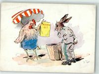 Hase Huhn Humor Tier, vermenschlicht Künstlerkarte