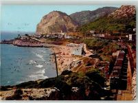 Barcelona - Eisenbahn Schwimmbad Strand Ort lt. Stempel