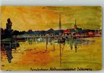Sonderburg Sonderborg Künstlerkarte Hafen Kirche
