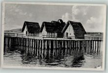 88690 W7772 Unteruhldingen , Bodensee 1943 Foto AK Pfahldorf Feldpost WK II