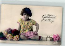 Kind Geburtstag Blumen Bahnhof Frankfurt - Basel Nr. 63509/1 Amag 1928 Foto AK