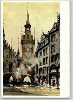 80331 W8000 München Künstlerkarte Turm des alten Rathauses