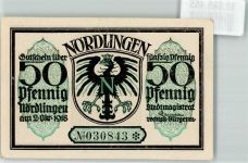 86720 W8860 Nördlingen 1918 Notgeldschein 50 Pfennig Gutschein No. 030843