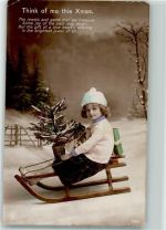 Kind Weihnachten Schlitten Winter Nr. 3169 NPG 1913 Foto AK