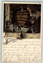 69115 W6900 Heidelberg , Neckar 1900 Lithographie Weinfass