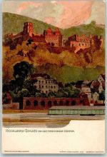69115 W6900 Heidelberg , Neckar Lithographie sign. Kley Schloss