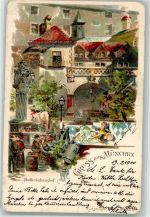 80331 W8000 München 1900 Gebrauchsspuren Lithographie Gasthaus Hofbräuhaus