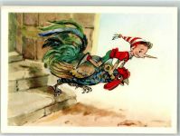 sign. Vladimirsky L. Pinocchio Hahn Der goldene Schlüssel Tolstoi Märchen Künstlerkarte