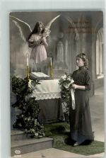 Verlag EAS Serie 9121/1 Engel Studiokulisse Konfirmation 1913 Fotomontage AK