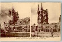 Ypres Ypern / Ieper 1914 Foto AK Tuchhallen vor und nach der Bombardierung 1914