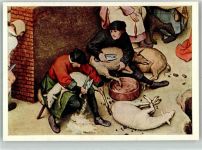 sign. Brueghel, Pieter Schafe und Schweine werden geschoren Verlag Woldemar Klein 974 Schwein Künstlerkarte