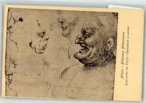 20100 Milano Künstlerkarte sign. Leonardi da Vinci Caricature a penna