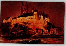 01662 O8250 Meißen , Sachs Künstlerkarte Nächtliche Beleuchtung von Albrechtsburg und Dom Verlag Brück & Sohn 22094