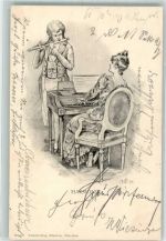 Harmonie Klavier Querflöte Frau Kunstverlag Minerva No. 117 Musik 1901 Künstlerkarte