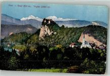 Bled Veldes Foto AK Burg Kirche Triglav