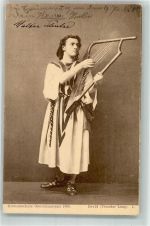 W8103 Oberammergau Kreuzesschule 1905 David ( Theodor Land ) Schauspieler mit einer Harfe Passionsspiel 1905