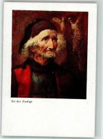 Gläubiger Mann während der Predigt Verlag Karl Weber Riss, Th. Künstlerkarte