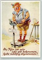 sign.Oho Waage Bier Humor Verlag Lengauer 3109 Kur 1957